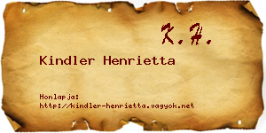Kindler Henrietta névjegykártya